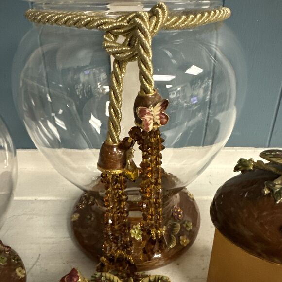 Mike + Ally Butterfly Enamel Bathroom 9 piece Set Apothecary Soap Dish Jewelry + - Picture 11 of 13